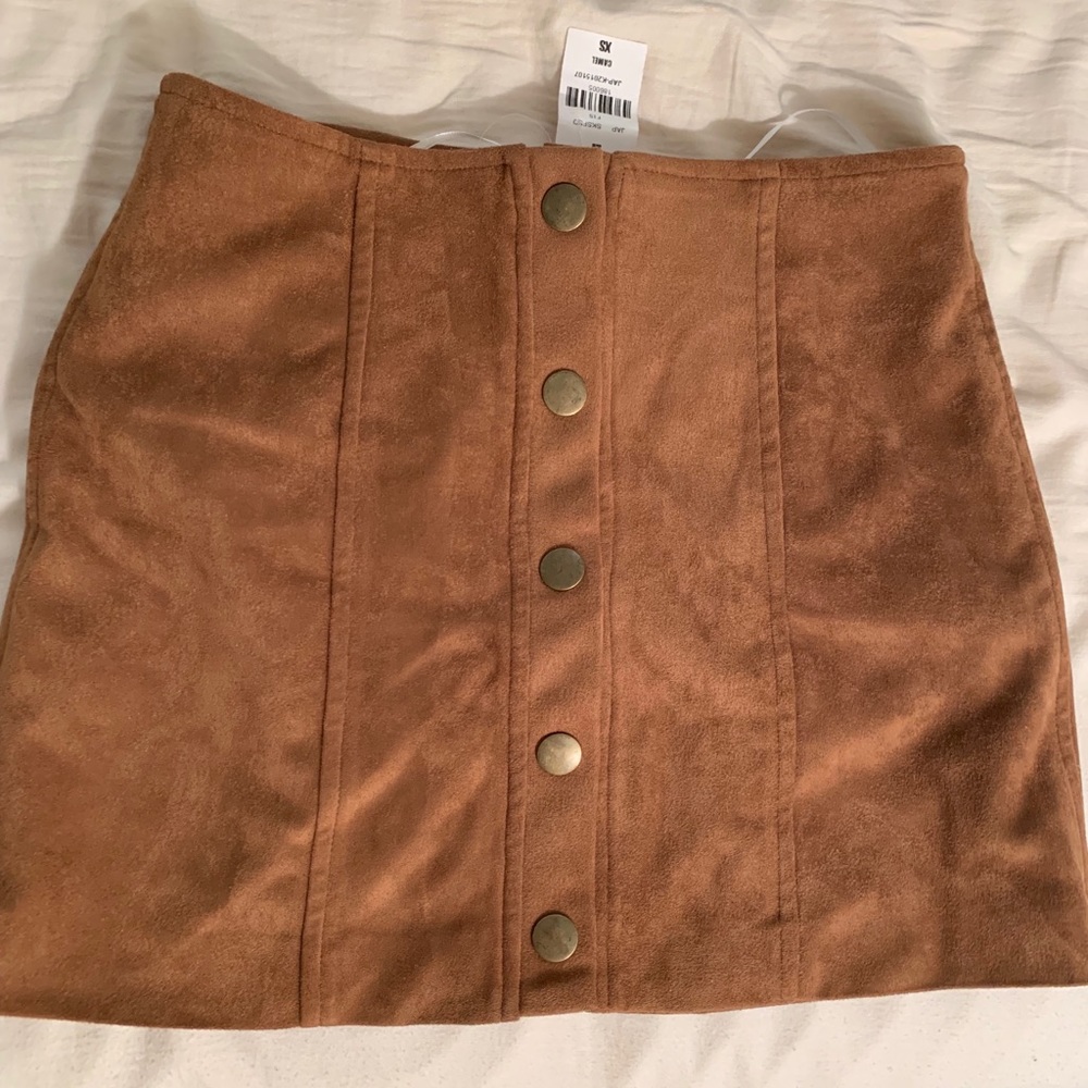 LF camel suede skirt